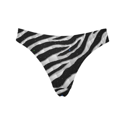 Ripped SpaceTime Stripes - White Women's All Over Print Thongs (Model L30)