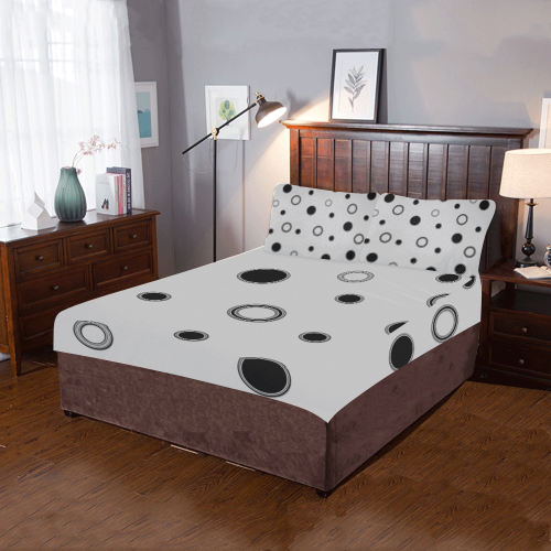 Black Polka Dots 3-Piece Bedding Set