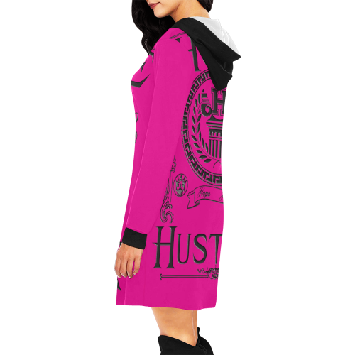 Hope Hustler Greek-styled Hoodie Dress All Over Print Hoodie Mini Dress (Model H27)
