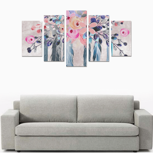 pink dreamcatcher floral Canvas Print Sets A (No Frame)