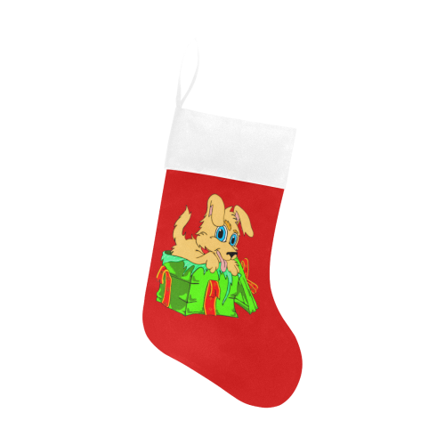 Christmas Puppy Red/White Christmas Stocking