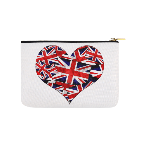Union Jack British UK Flag Heart White Carry-All Pouch 9.5''x6''
