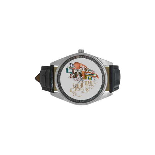coeur alphabet Men's Casual Leather Strap Watch(Model 211)