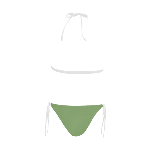 color asparagus Buckle Front Halter Bikini Swimsuit (Model S08)