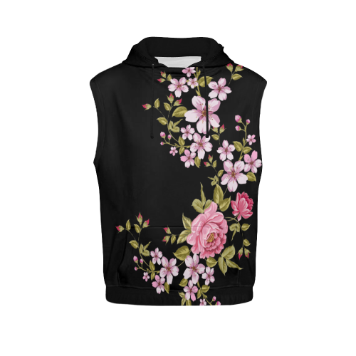 Pure Nature - Summer Of Pink Roses 1 All Over Print Sleeveless Hoodie for Women (Model H15)