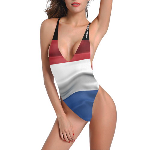 Netherlands Flag Sexy Low Back One-Piece Swimsuit (Model S09)