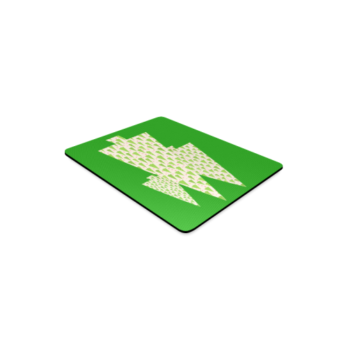 Christmas Trees Pattern on Green Rectangle Mousepad