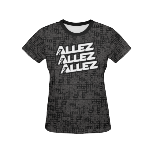 Allez Allez Allez Black All Over Print T-shirt for Women/Large Size (USA Size) (Model T40)