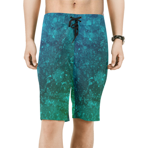 Blue and Green Abstract Men's All Over Print Board Shorts (Model L16)