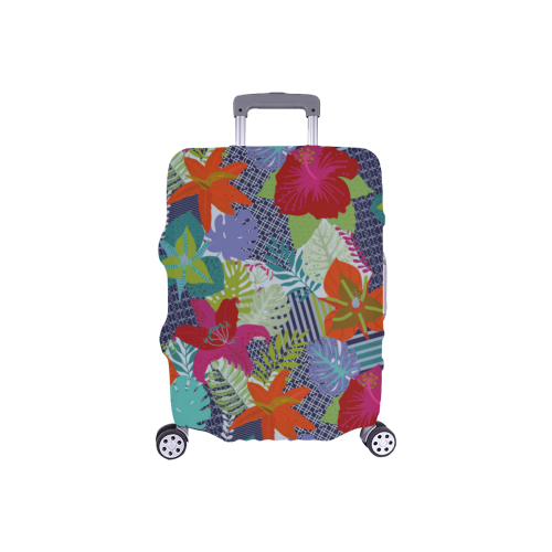 Geometric Shapes Tropical Flowers Pattern 2 Luggage Cover/Small 18"-21"
