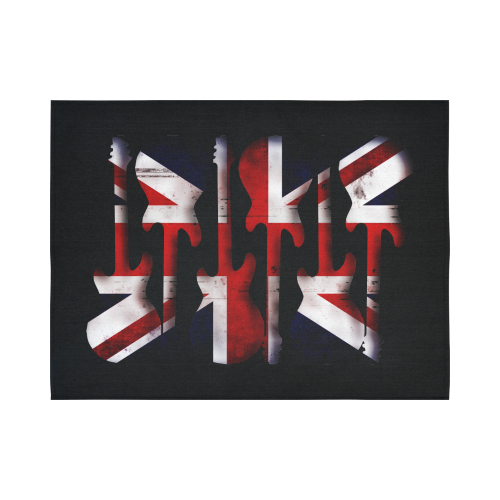 Union Jack British UK Flag Guitars Black Cotton Linen Wall Tapestry 80"x 60"