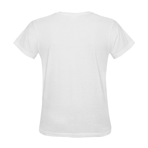 Patchwork Heart Teddy White Sunny Women's T-shirt (Model T05)