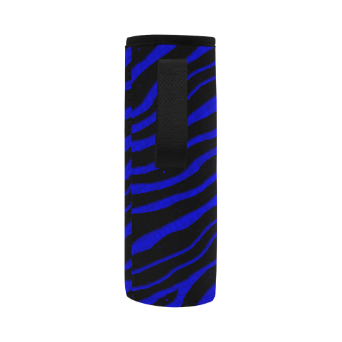Ripped SpaceTime Stripes - Blue Neoprene Water Bottle Pouch/Large