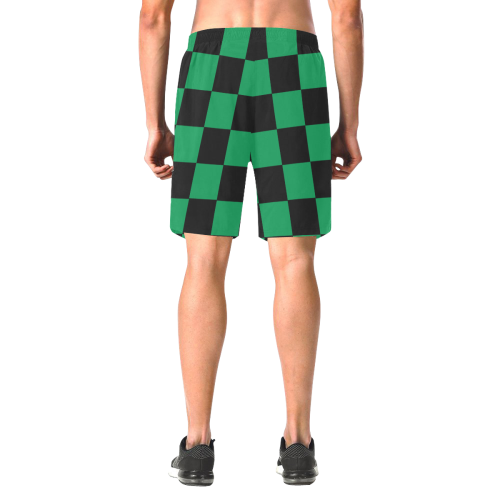 B+G Checker Shorts Men's All Over Print Elastic Beach Shorts (Model L20)