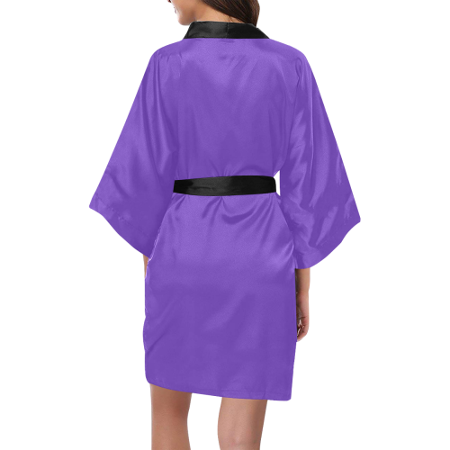 violet purple with black trim Kimono Robe