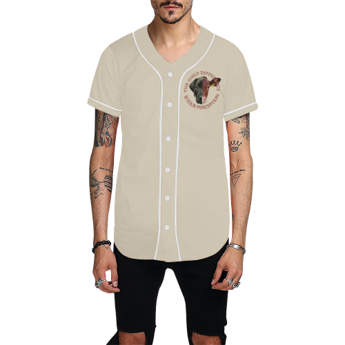 Vegan Cow and Dog Design with Slogan All Over Print Baseball Jersey for Men (Model T50)