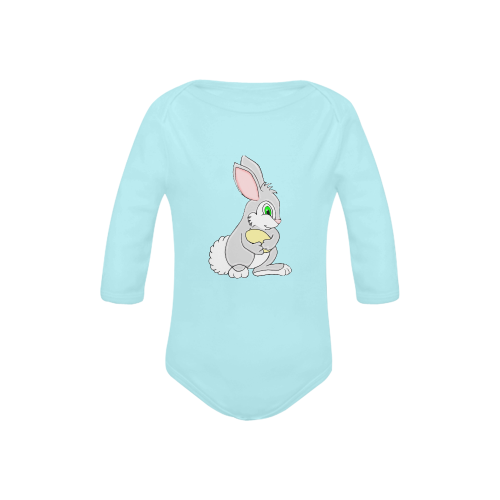 Easter Bunny Blue Baby Powder Organic Long Sleeve One Piece (Model T27)