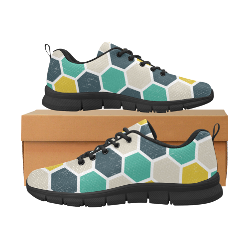 Hexagonal Geometric Women's Breathable Running Shoes/Large (Model 055)