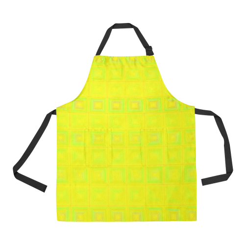 Yellow multicolored multiple squares All Over Print Apron
