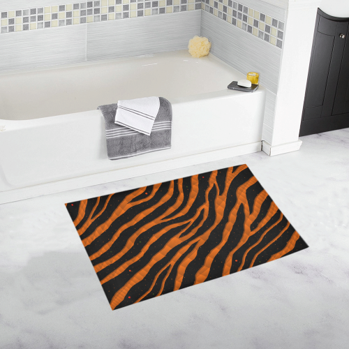 Ripped SpaceTime Stripes - Orange Bath Rug 20''x 32''