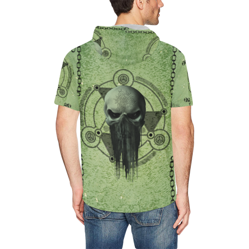 Scary skull All Over Print Short Sleeve Hoodie for Men (Model H32)