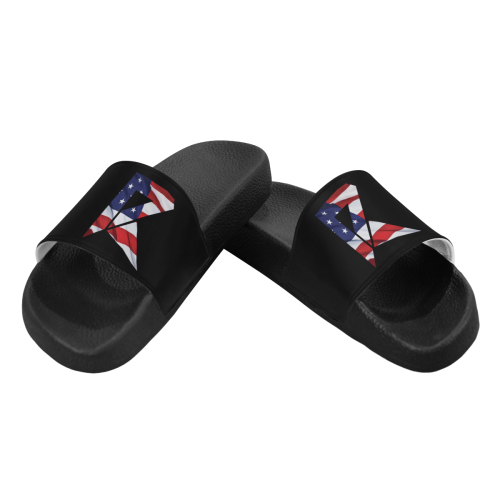 Women's Slide Sandals American Flag (Black) Women's Slide Sandals (Model 057)
