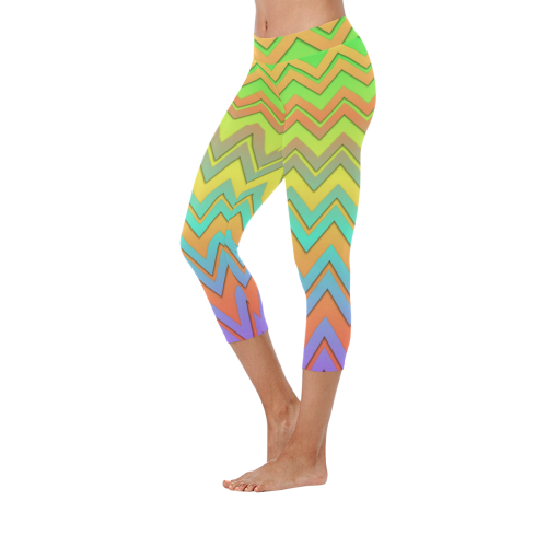Summer Chevrons Women's Low Rise Capri Leggings (Invisible Stitch) (Model L08)