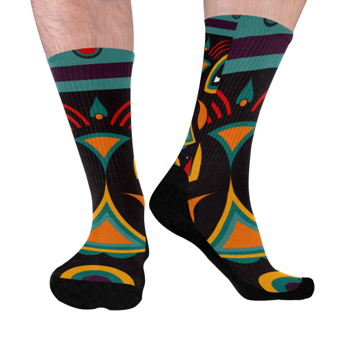 ceremonial tribal Mid-Calf Socks (Black Sole)