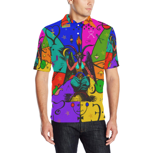 Awesome Baphomet Popart Men's All Over Print Polo Shirt (Model T55)