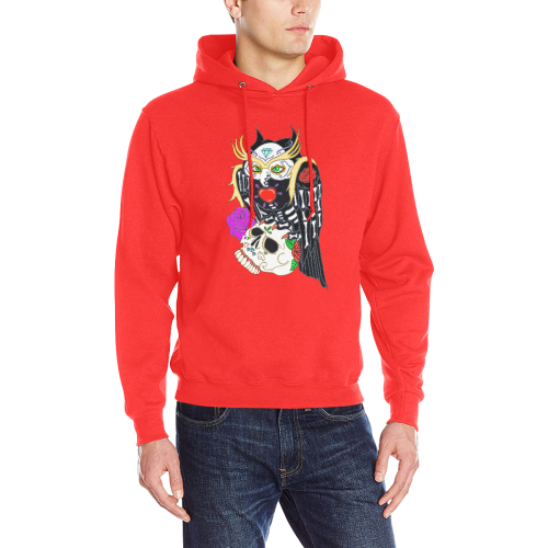 Owl Sugar Skull Red Men's Classic Hoodie (Model H17)