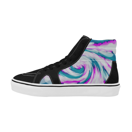 Turquoise Pink Tie Dye Swirl Abstract Women's High Top Skateboarding Shoes/Large (Model E001-1)