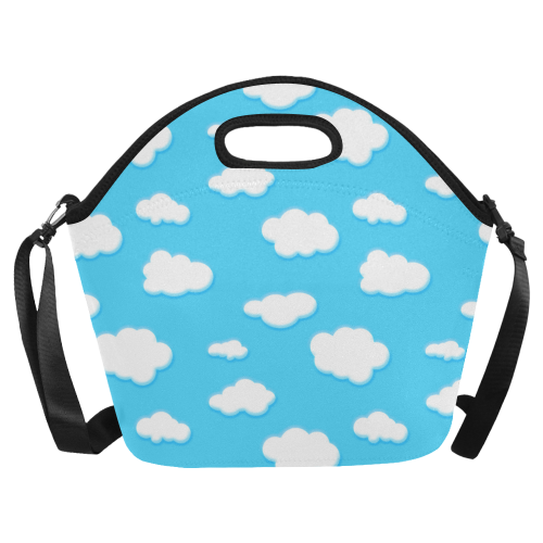 sky of blue and fluffy white clouds Neoprene Lunch Bag/Large (Model 1669)
