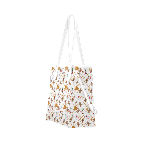 Christmas Gingerbread, Snowman, Reindeer and Santa White Clover Canvas Tote Bag (Model 1661)