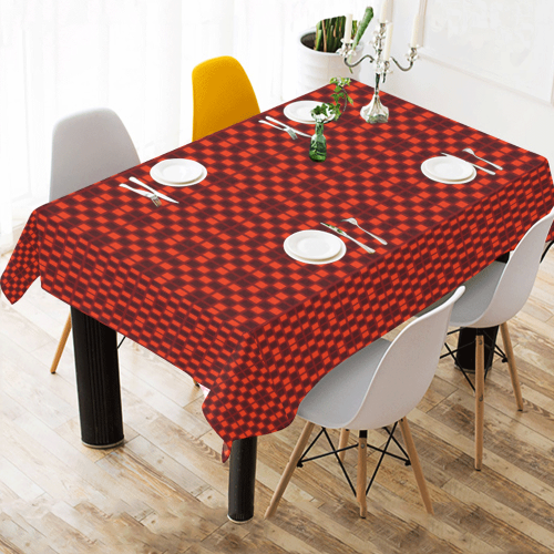 Art Deco Deep Red Cotton Linen Tablecloth 60"x 84"