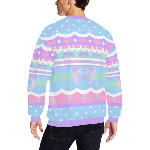 Axolotl Fancy Sweater Plus Men's Oversized Fleece Crew Sweatshirt/Large Size(Model H18)