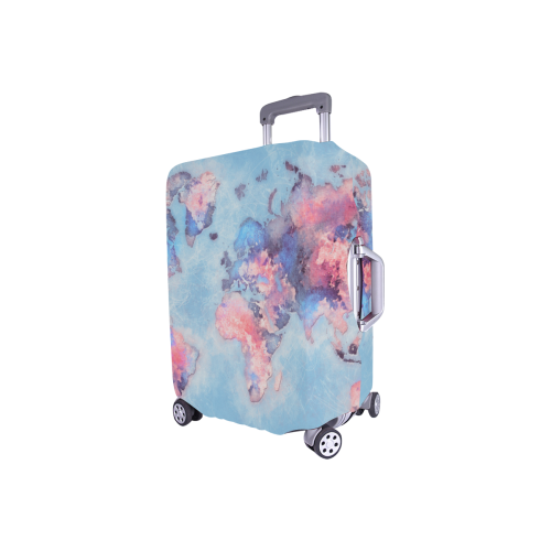 world map blue #map #worldmap Luggage Cover/Small 18"-21"