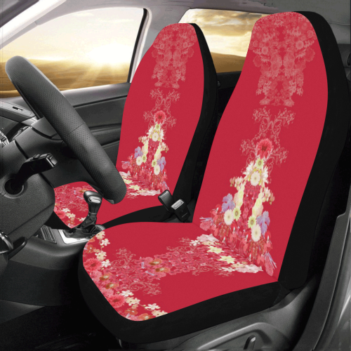 floral-red 2 Car Seat Covers (Set of 2)