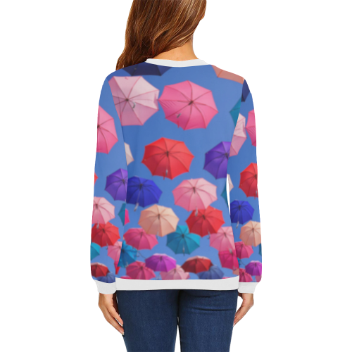 Rainbow Umbrellas All Over Print Crewneck Sweatshirt for Women (Model H18)