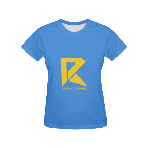T-Shirt for Women(Blue and Gold) All Over Print T-Shirt for Women (USA Size) (Model T40)