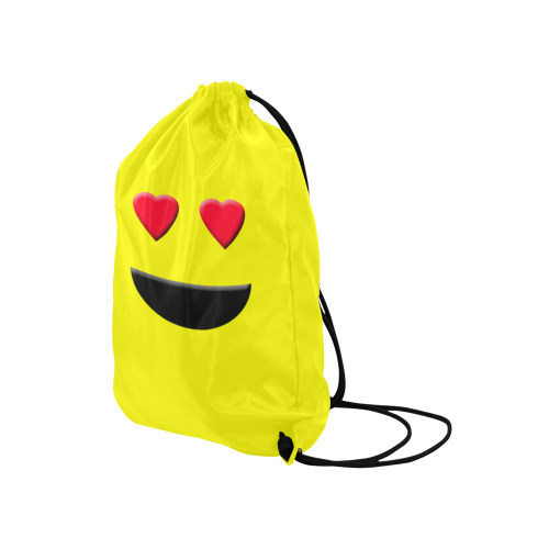 Emoticon Heart Smiley Medium Drawstring Bag Model 1604 (Twin Sides) 13.8"(W) * 18.1"(H)
