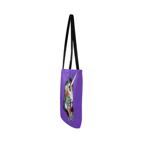 Spring Flower Unicorn Skull Purple Reusable Shopping Bag Model 1660 (Two sides)