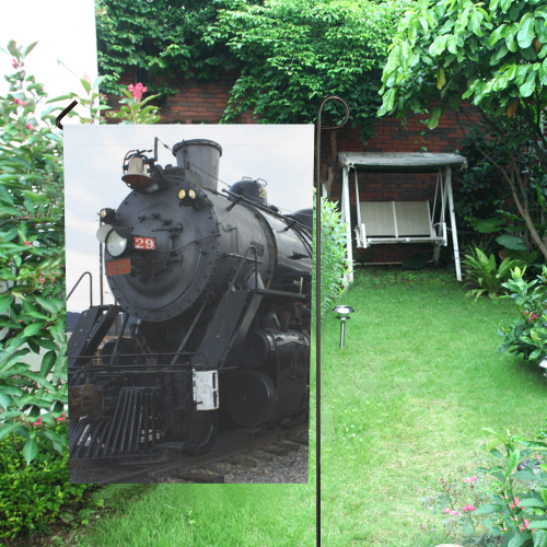 Railroad Vintage Steam Engine on Train Tracks Garden Flag 12‘’x18‘’（Without Flagpole）