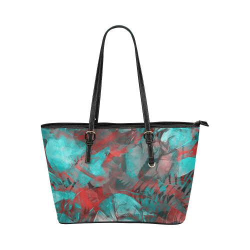 flowers flora #roses Leather Tote Bag/Large (Model 1651)