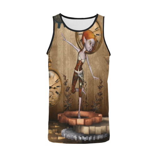 Steampunk girl, clocks and gears Men's All Over Print Tank Top (Model T57)