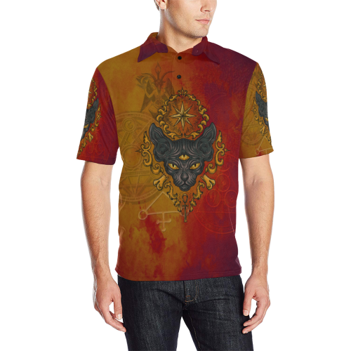 Awesome Magic Cat Men's All Over Print Polo Shirt (Model T55)