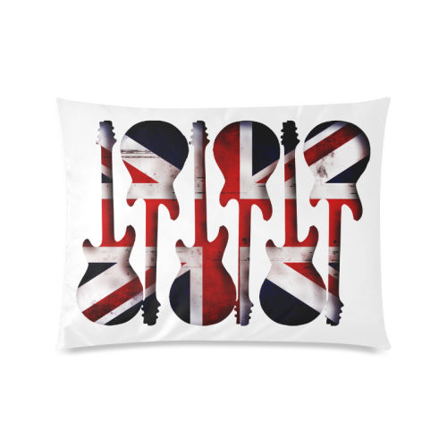 Union Jack British UK Flag Guitars White Custom Zippered Pillow Case 20"x26"(Twin Sides)