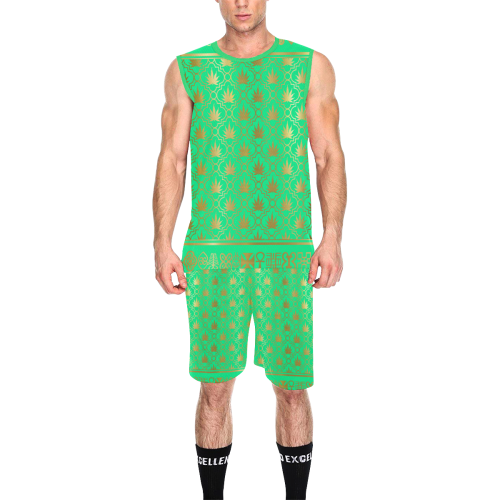 ADRINKRA GOLD TURQUOISE All Over Print Basketball Uniform