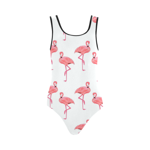 Classic Pink Flamingo Pattern Tropical Beach Vest One Piece Swimsuit (Model S04)