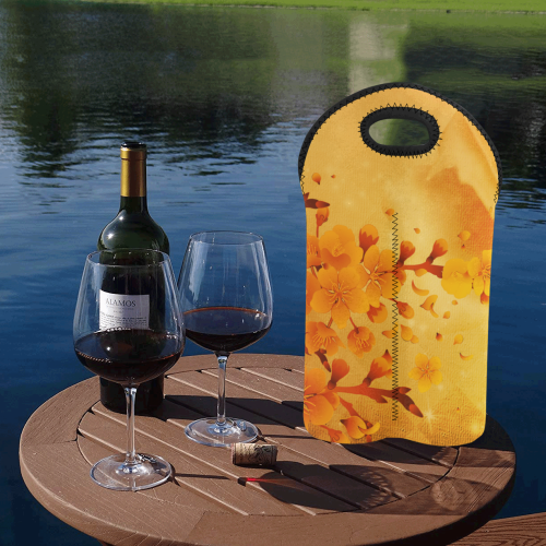 Floral design, soft colors 2-Bottle Neoprene Wine Bag