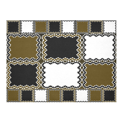 Black White Madras Cotton Linen Tablecloth 52"x 70"
